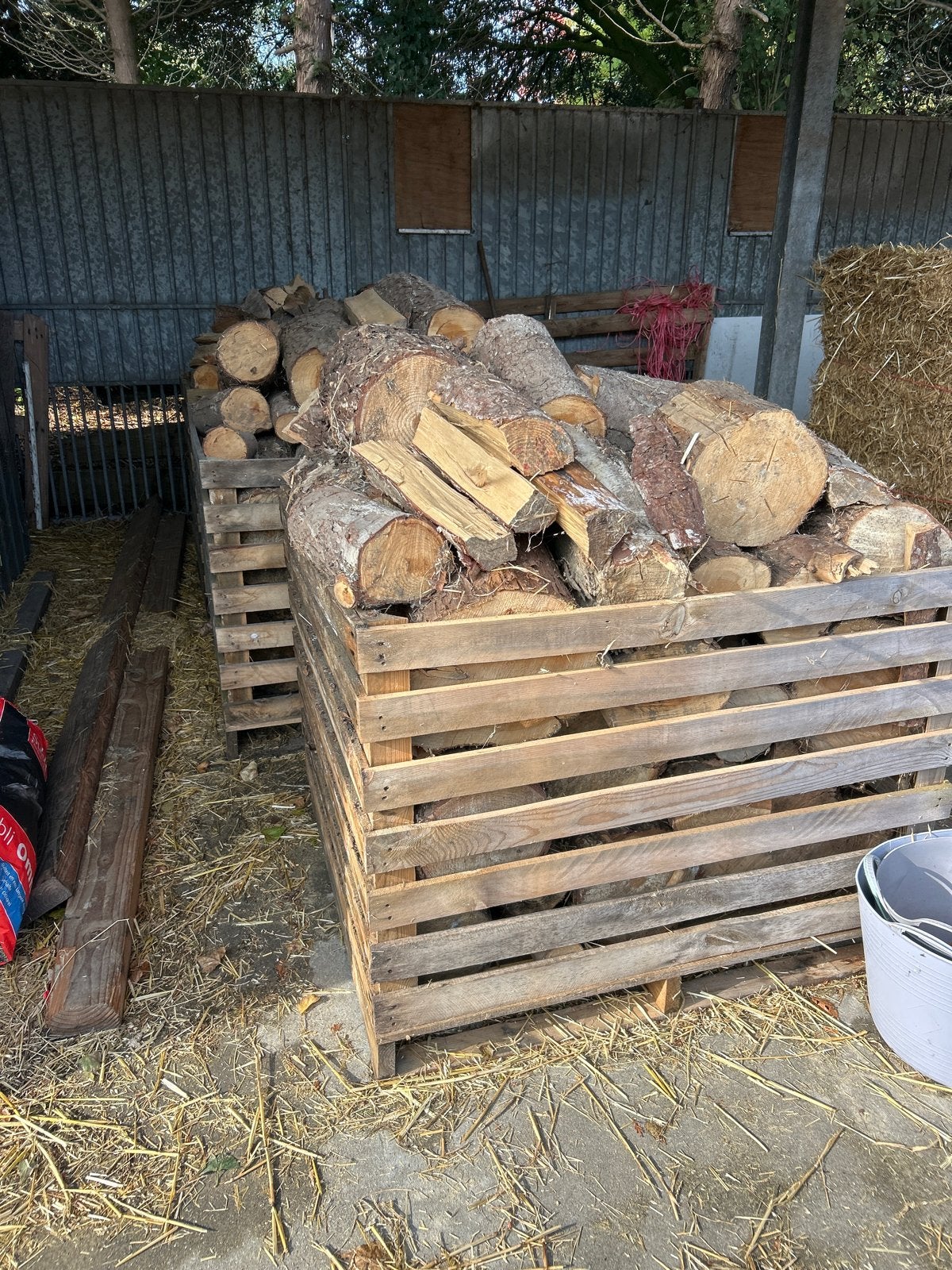 Droog haardhout (nog te kloven) - 3 kisten, 3 tot 6 m³, Ophalen, Overige houtsoorten, Stammen