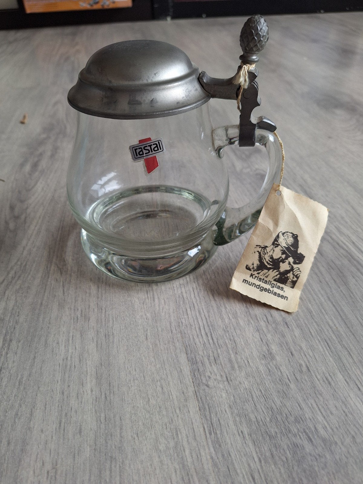 Rastal Kristalglas Bierpul met tinnen deksel, Antiek en Kunst, Ophalen of Verzenden