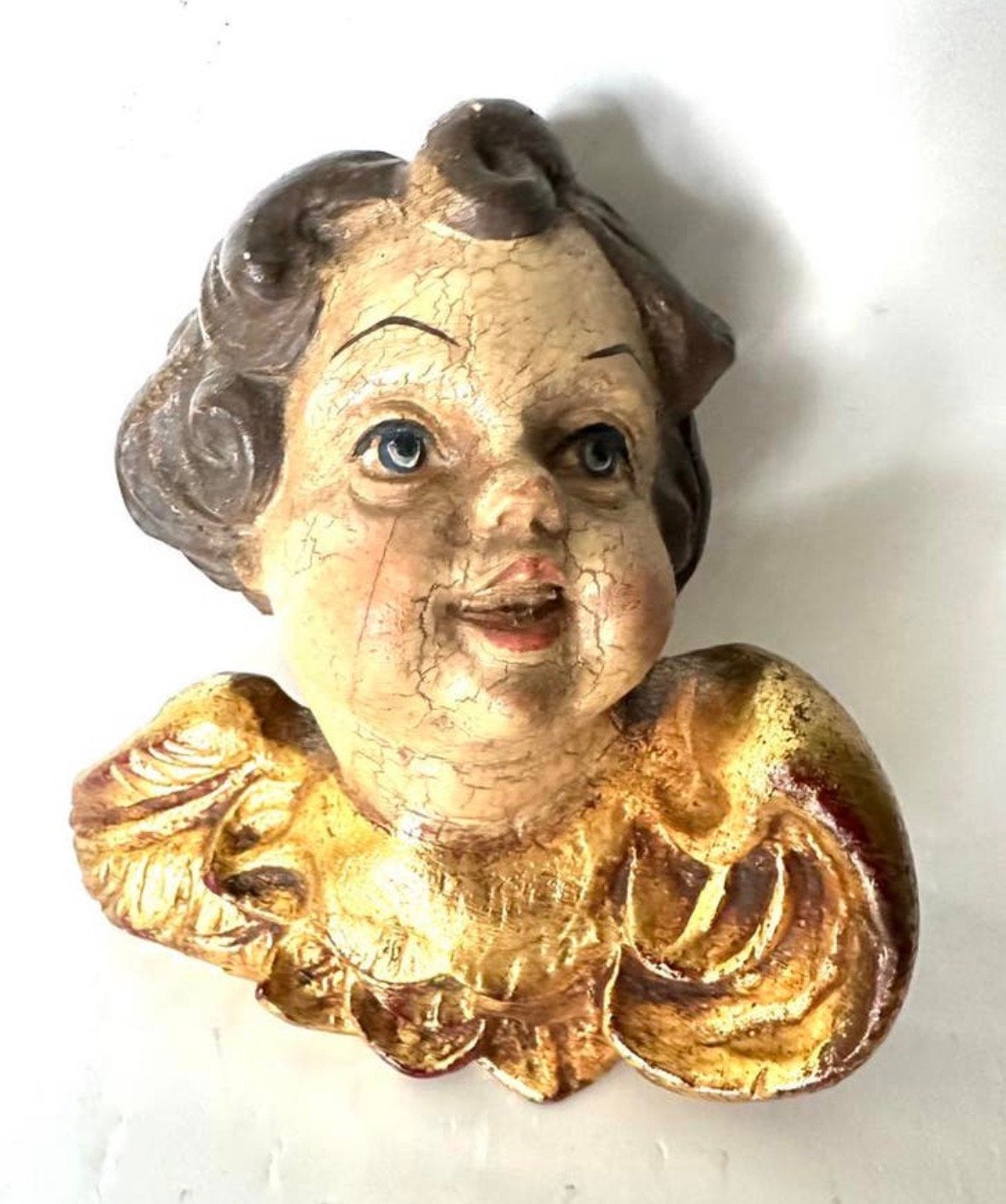 Antieke putti beeld uit hout gesneden, Antiek en Kunst, Verzenden