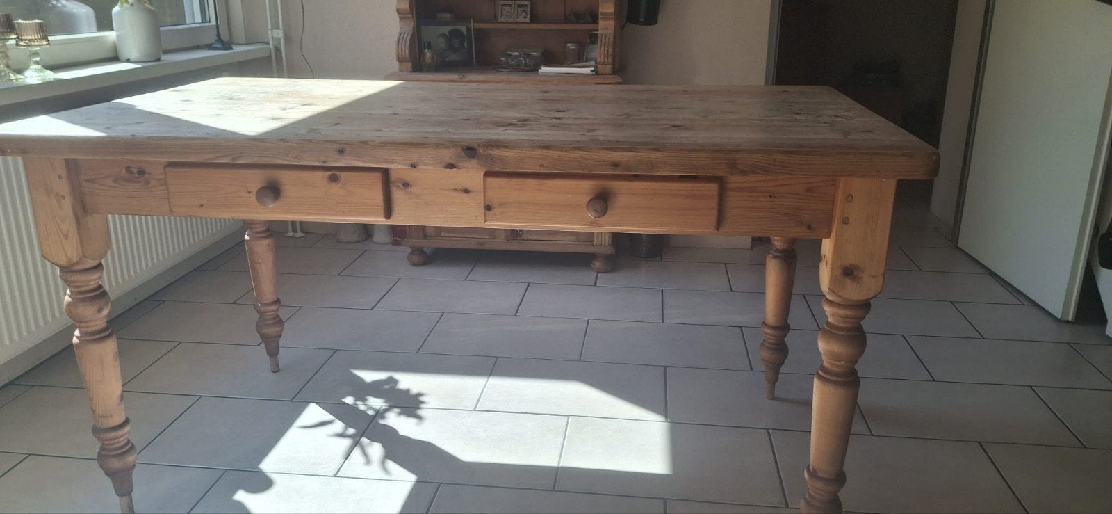 Grenen tafel met massief blad - 160x90cm, Ophalen, Gebruikt, 100 tot 150 cm, 150 tot 200 cm