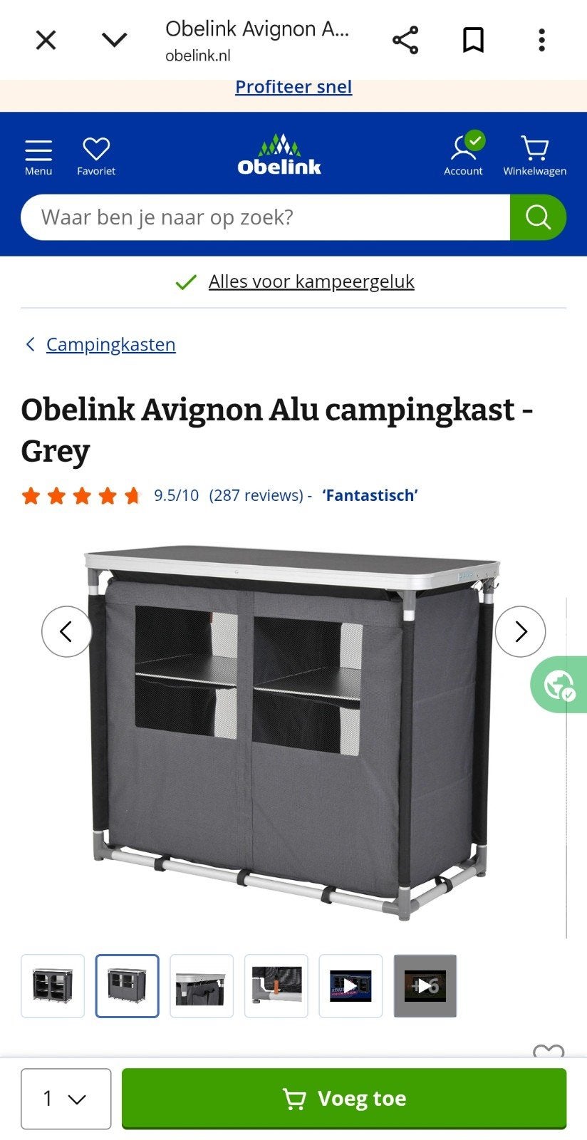 Obelink Avignon Alu campingkast, Ophalen, Campingkast