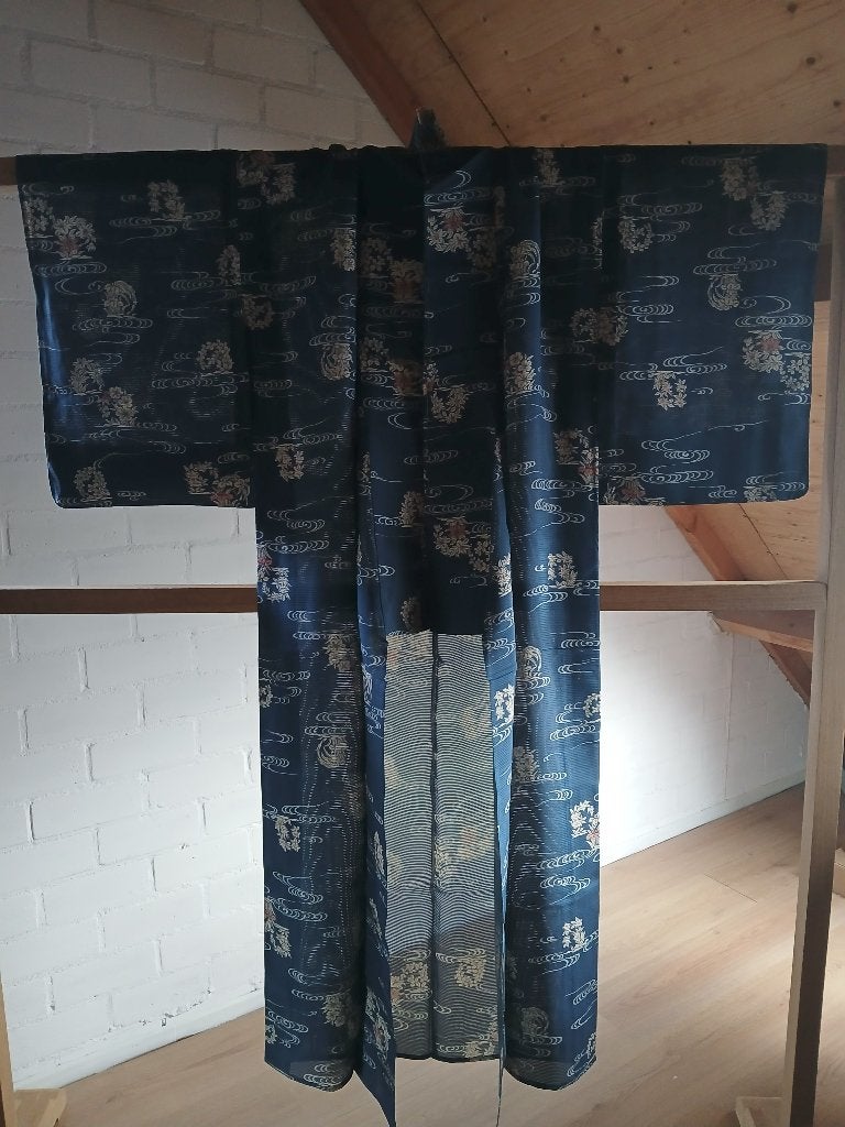 Traditionele Japanse Kimono hitoe blue, Antiek en Kunst, Ophalen of Verzenden