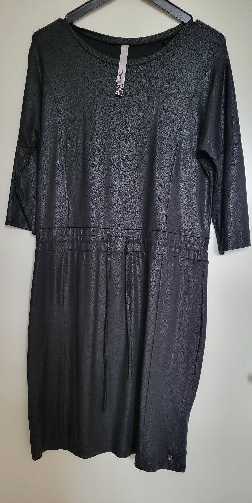 Poools jurk lederlook, Maat 38/40 (M), Zwart, Ophalen of Verzenden, Zo goed als nieuw