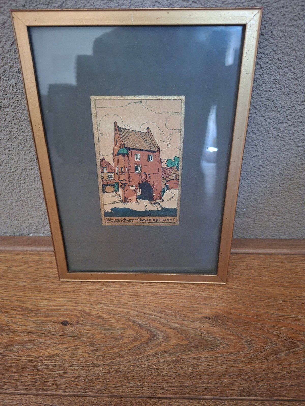 Woudrichem Gevangenpoort Print - Ingelijst, Minder dan 50 cm, Gebruikt, Ophalen of Verzenden, Print