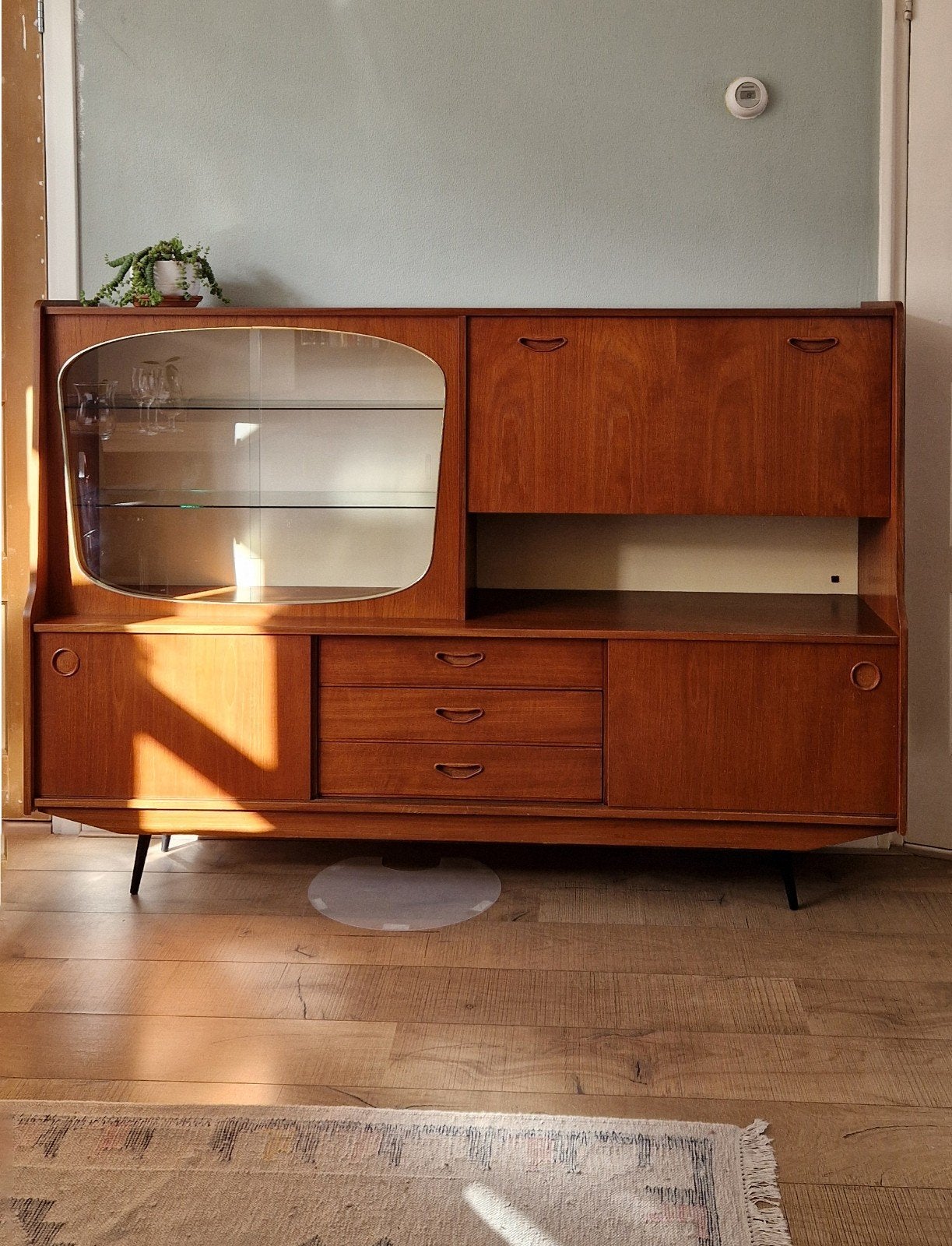 Vintage Teak Dressoir met Vitrinekast - Jaren '60 Design, Ophalen of Verzenden