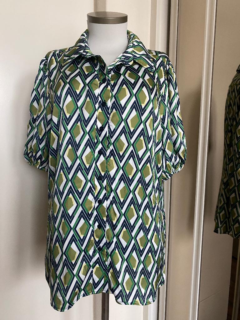 blouse Studio Anneloes XL blauw/groen/wit, Kleding | Dames, Blouses en Tunieken, Zo goed als nieuw, Maat 46/48 (XL) of groter