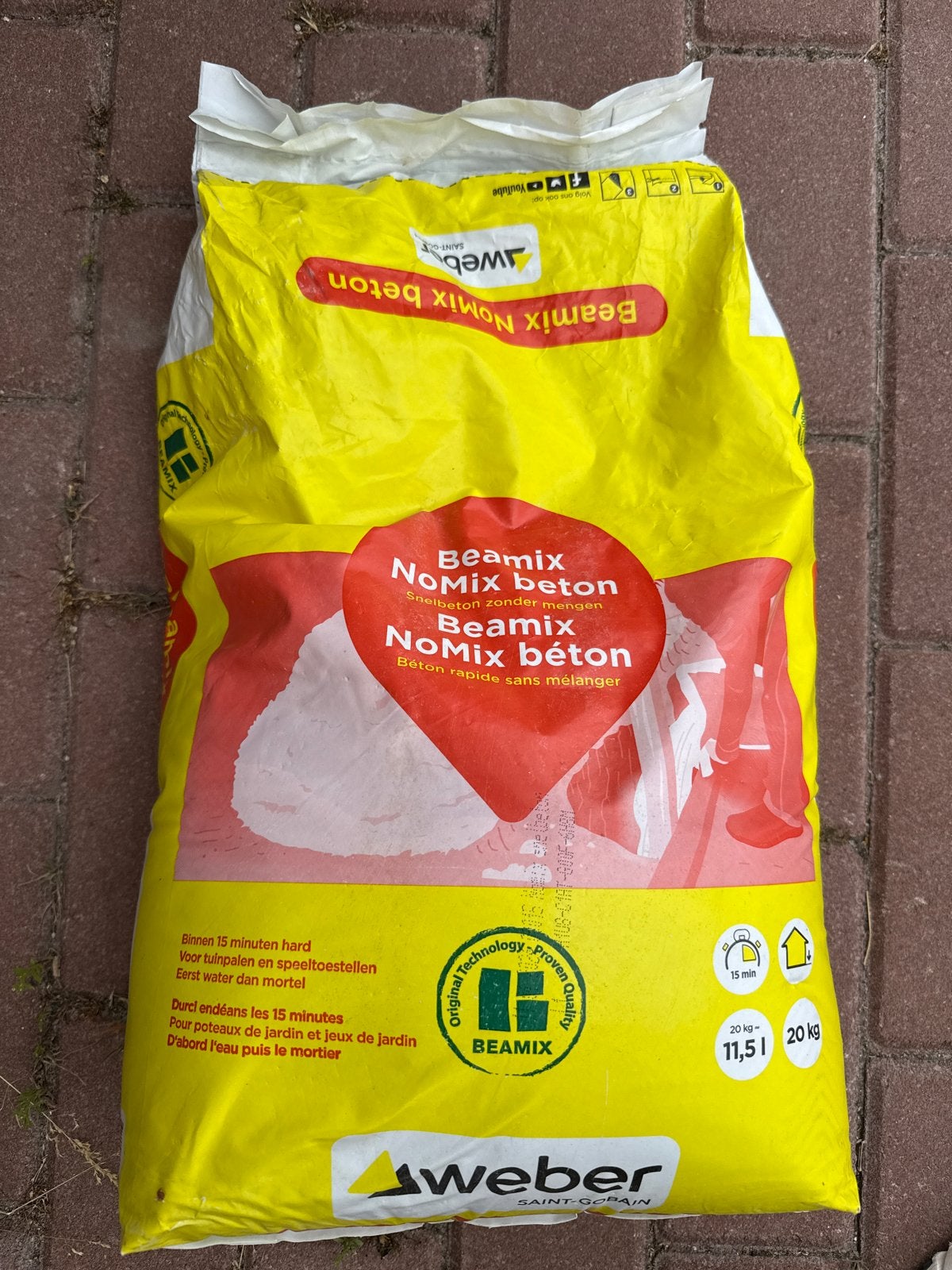 Beamix NoMix Snelbeton 20 kg - Hard in 15 minuten, Doe-het-zelf en Verbouw, Ophalen, Nieuw