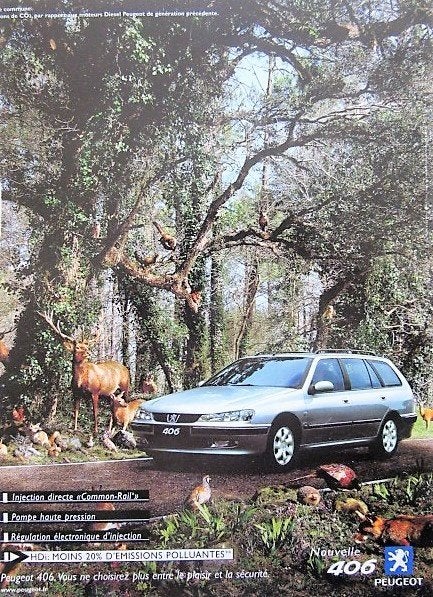 3 vintage advertenties reclames Peugeot 406 autos 2000-02, Ophalen of Verzenden, Gebruikt, Overige typen