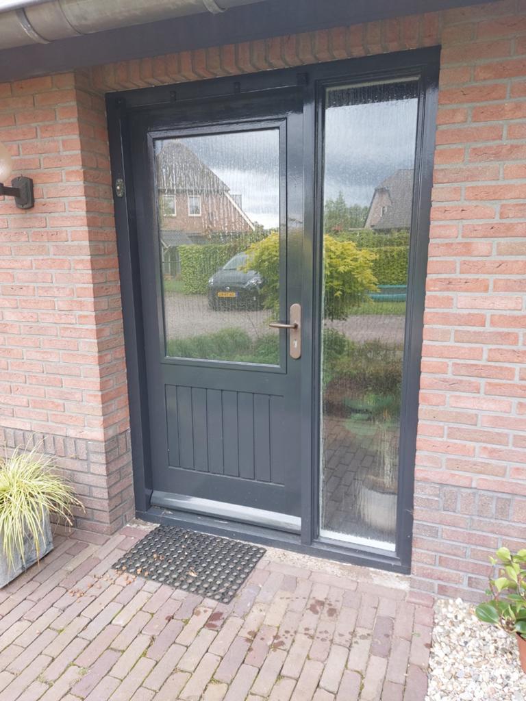 Te koop hardhouten buitendeur, met dubbelglas, Doe-het-zelf en Verbouw, Deuren en Horren, Ophalen, Gebruikt, 80 tot 100 cm, Buitendeur