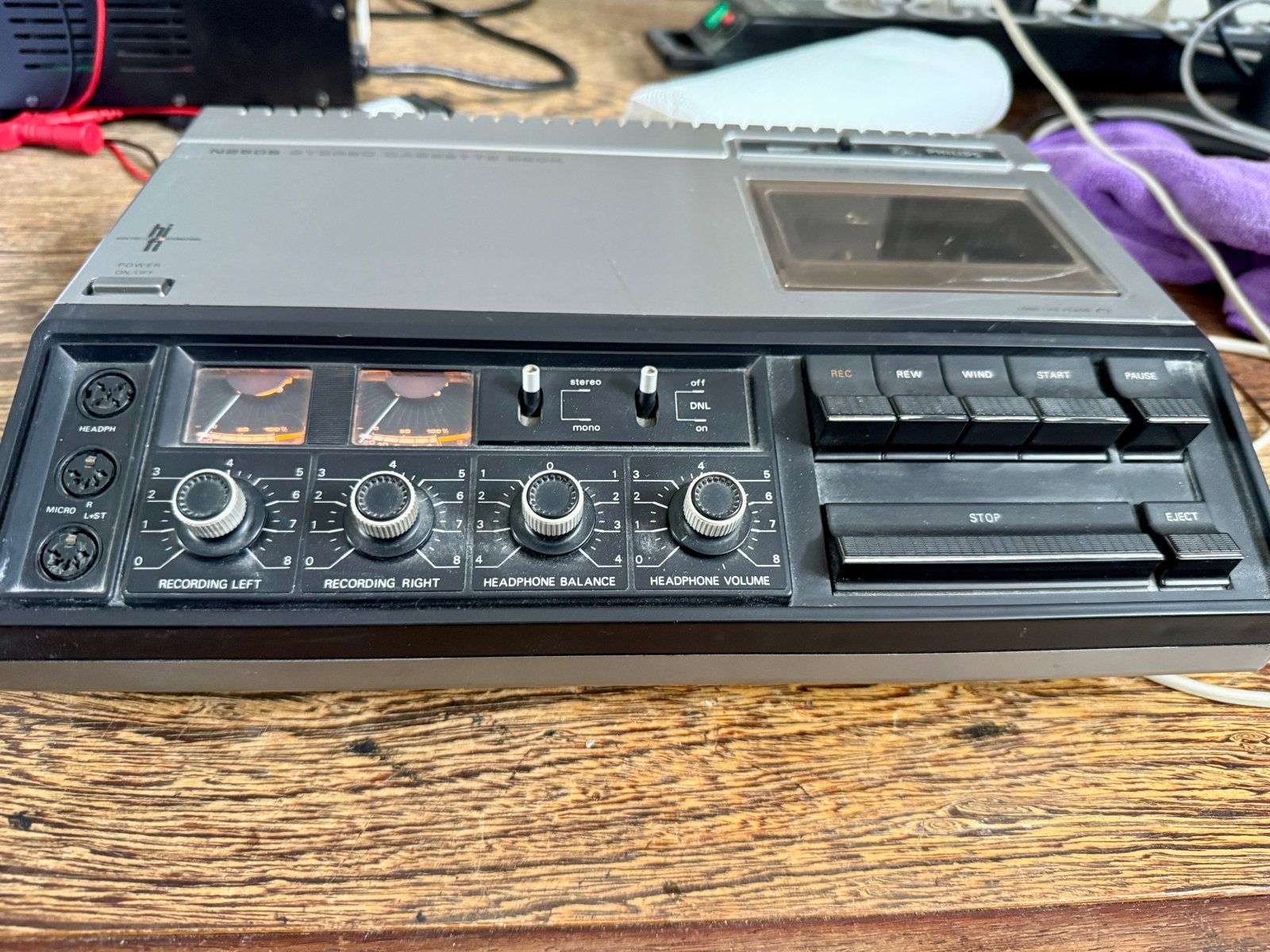 Philips N2508 Stereo Cassette Deck - Vintage Cassettedeck, Ophalen of Verzenden, Enkel, Philips, Tape counter