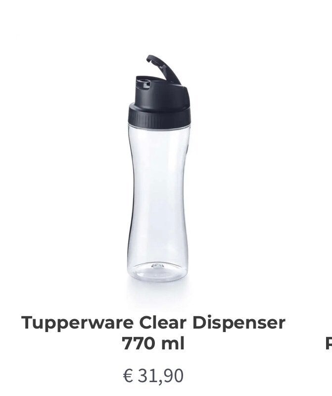 tupperware clear dispencer 770 ml, Huis en Inrichting, Ophalen of Verzenden, Nieuw, Beker of Kan