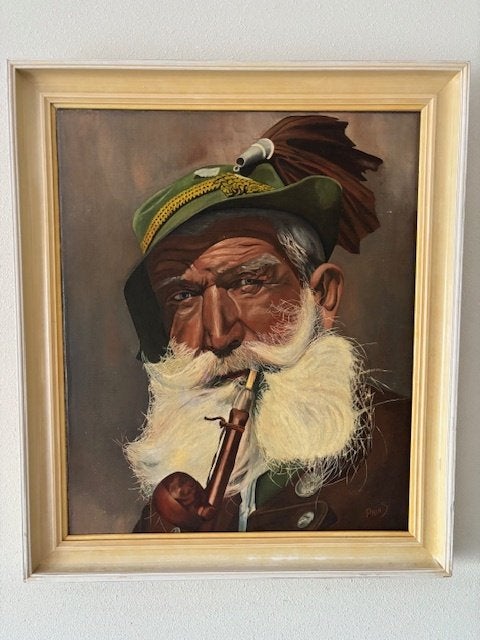 Olieverf Schilderij, Portret, 70x60 cm, Doek, Portret of Personen, Ophalen of Verzenden, Olieverf