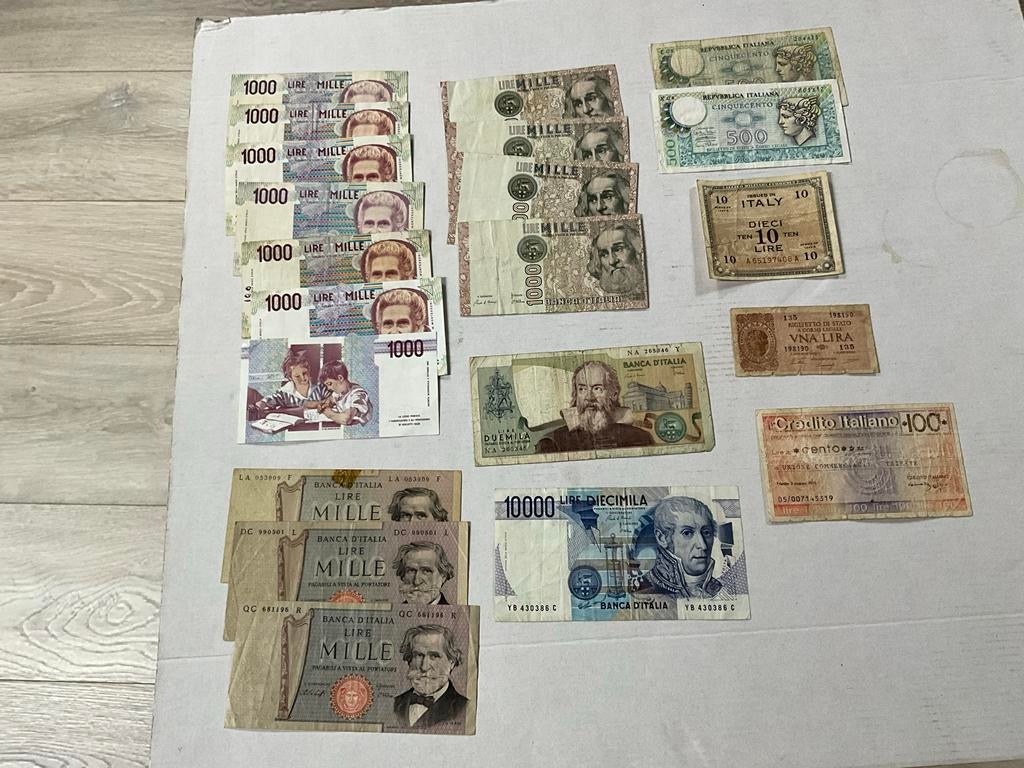 Italiaanse lire biljetten, 21 stuks, Postzegels en Munten, Ophalen of Verzenden, Italië, Setje