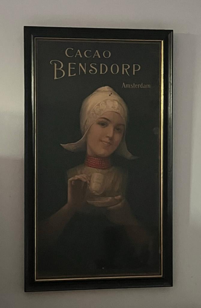 Oude Cacao Bensdorp Amsterdam reclameposter, Ophalen