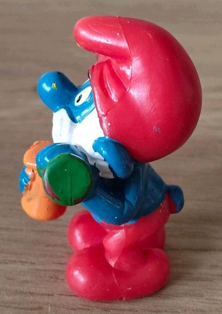 Vintage Grote  Smurf figuur - Schleich 1983, Verzenden, Gebruikt, Grote Smurf, Poppetje, Figuurtje of Knuffel