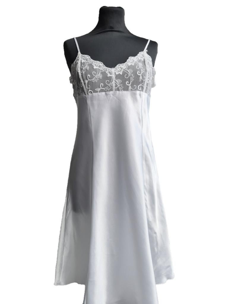 Vintage satijnen slipdress, Kleding | Dames, Wit, Ophalen of Verzenden, Zo goed als nieuw, Maat 36 (S)