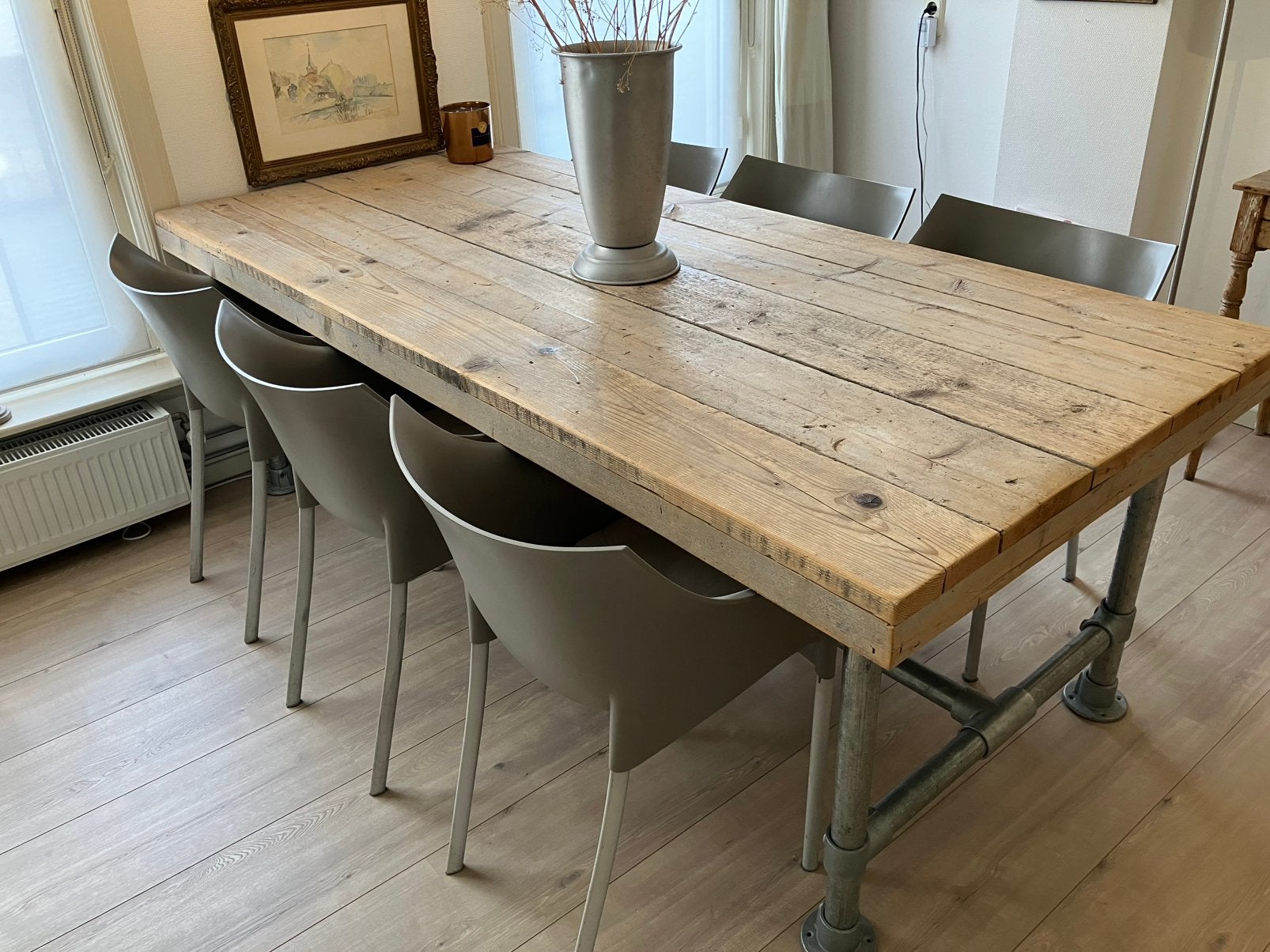 Steigerhout eettafel van Jorg Steigerhout, onbehandeld, Ophalen, 200 cm of meer, 50 tot 100 cm, Zo goed als nieuw