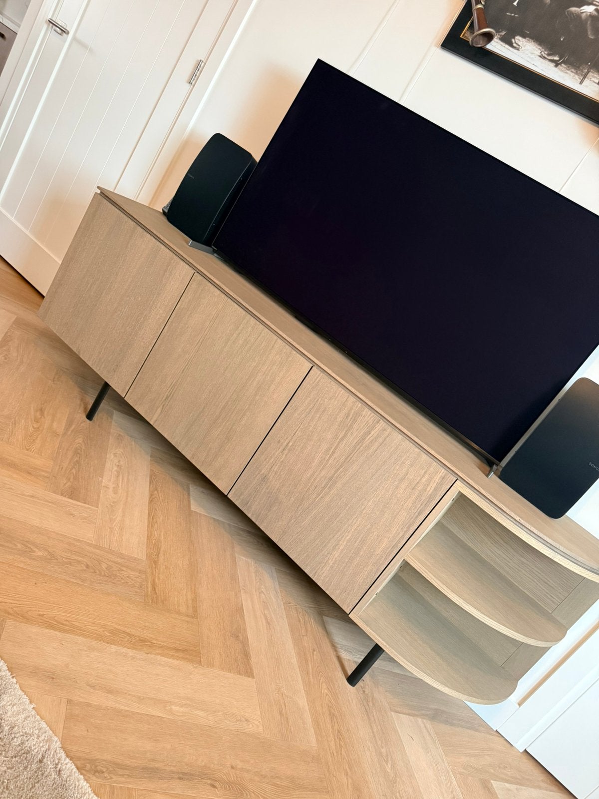 Luxe TV-meubel Clay Oak – 200 cm –, Ophalen, Zo goed als nieuw, 25 tot 50 cm, Minder dan 100 cm