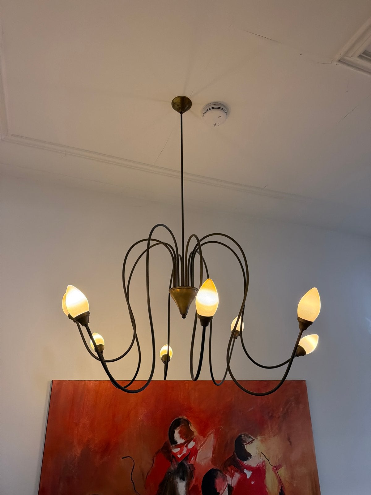 2 x Vintage Sputnik Kroonluchter -  6 en 8 lamps, Huis en Inrichting, Ophalen, Zo goed als nieuw, Metaal, E14 (klein)