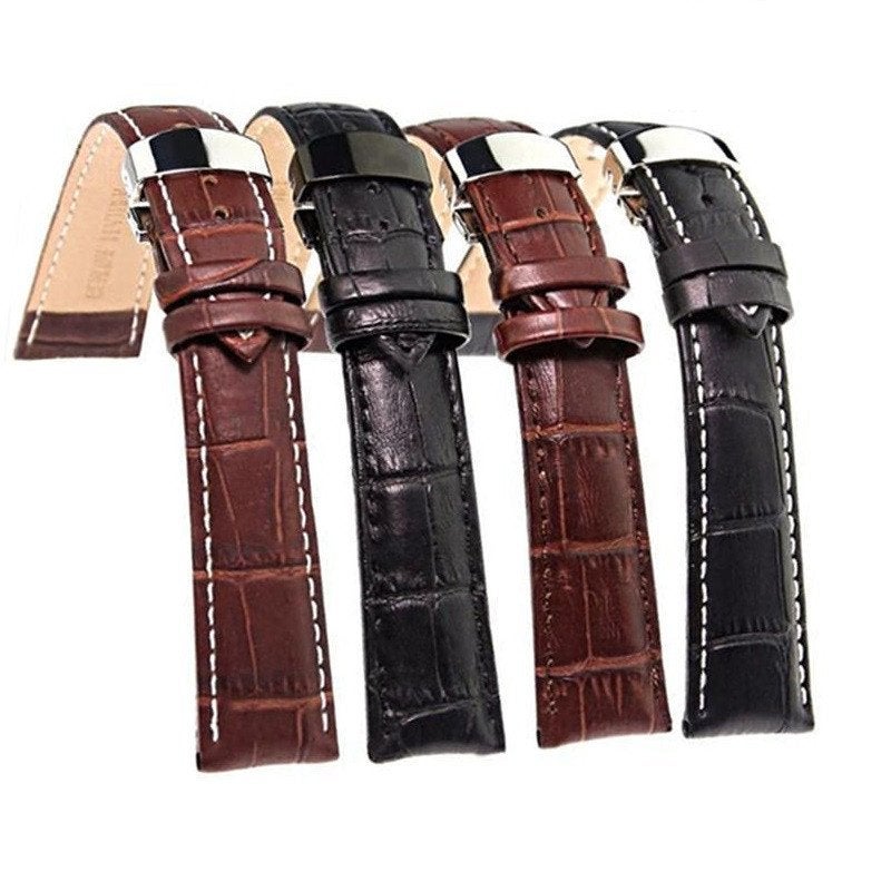 Leren horloge bandje band bruine zwarte 18mm 20mm 22mm 24mm, Verzenden, Nieuw