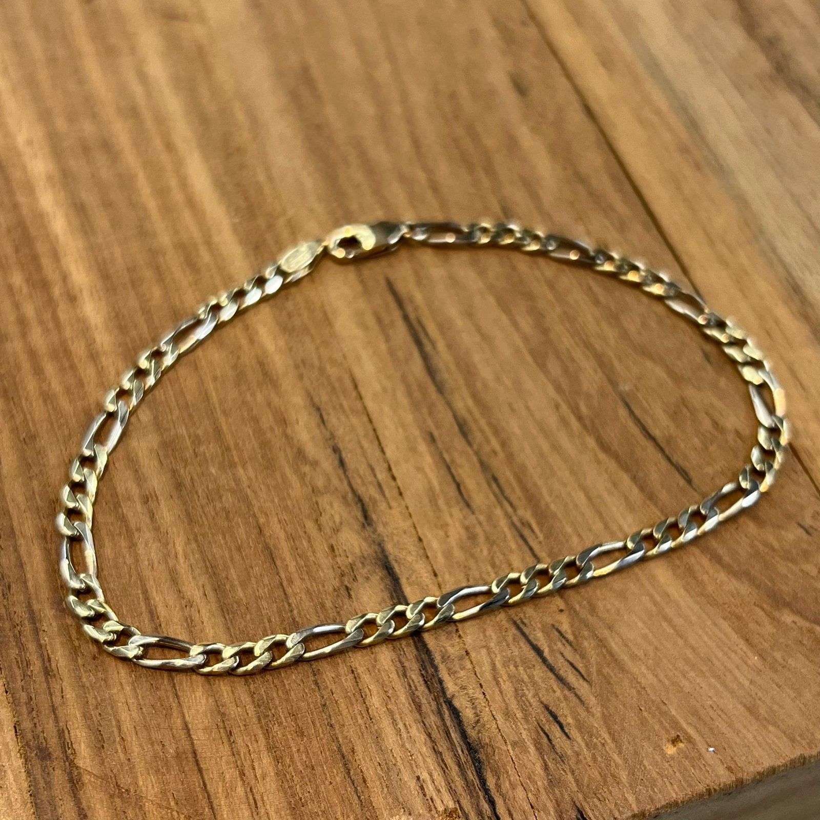 14k gouden armband figaro schakel massief, Ophalen of Verzenden, Zo goed als nieuw, Goud