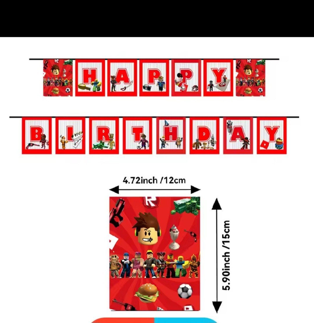 Roblox Happy Birthday Feestbanner - Verjaardagsdecoratie, Ophalen, Nieuw, Versiering, Verjaardag