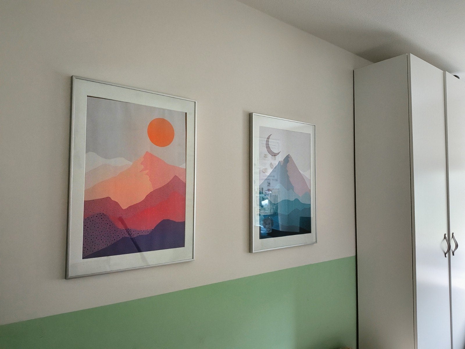 2x IKEA Strömby fotolijst 50x70 cm met glas en ophangsysteem, Ophalen, Hangend, Fotolijst, Metaal
