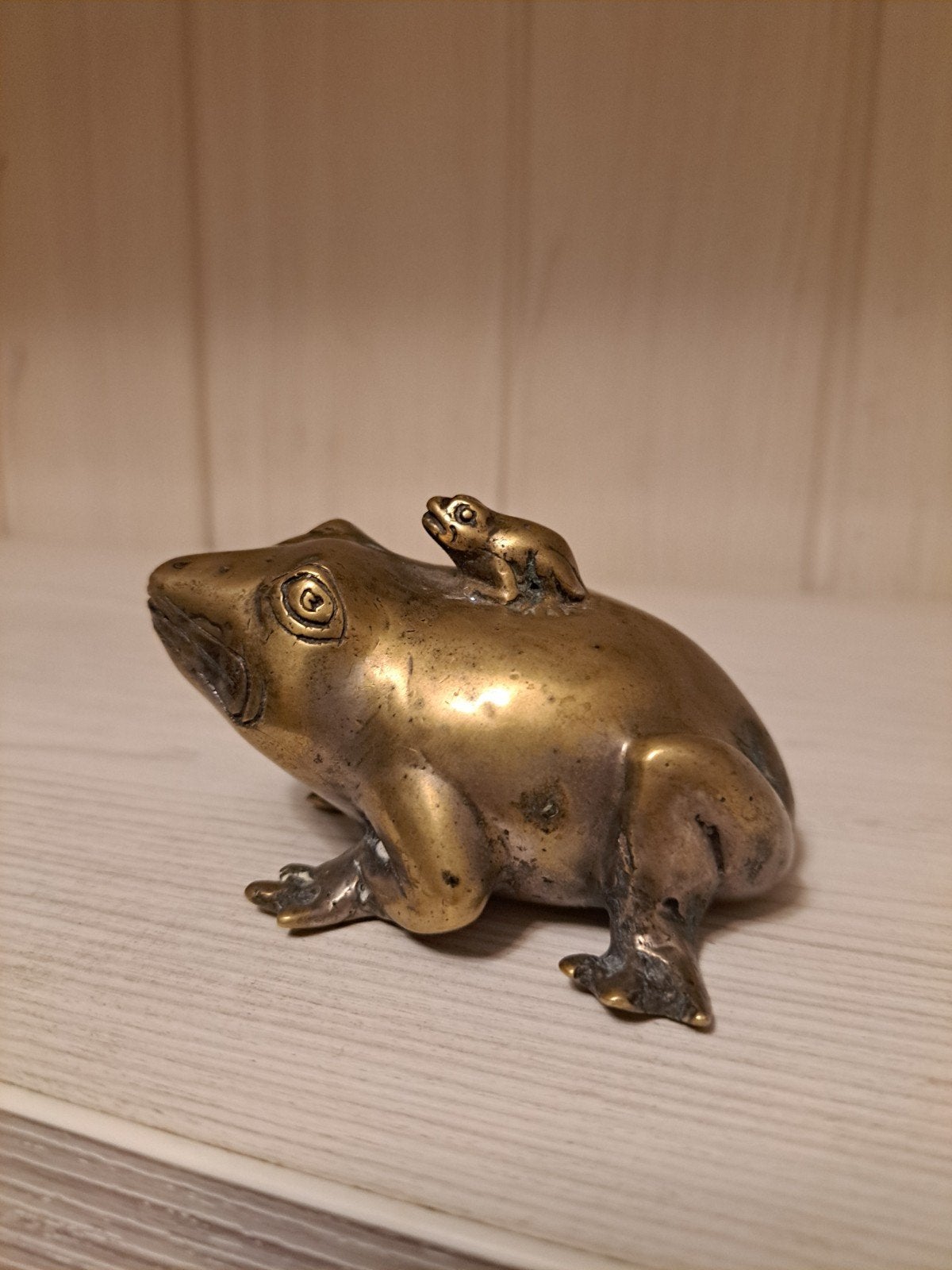 koperen kikker met jong, Ophalen of Verzenden