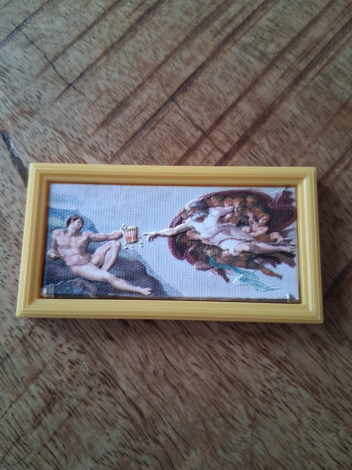 De Schepping van Adam met frietjes - grappig kunstwerkje, Ophalen of Verzenden