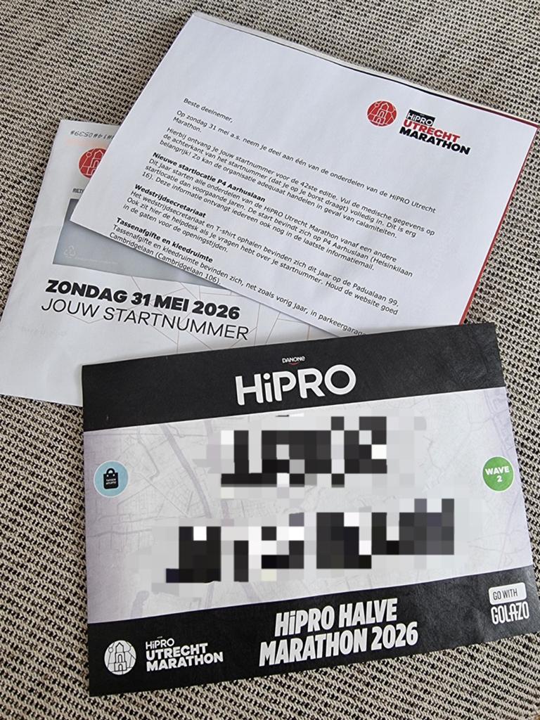 Startbewijs Hipro Halve Marathon - Utrecht 31 mei 2026, Ophalen of Verzenden, Nieuw, Overige typen, Overige merken