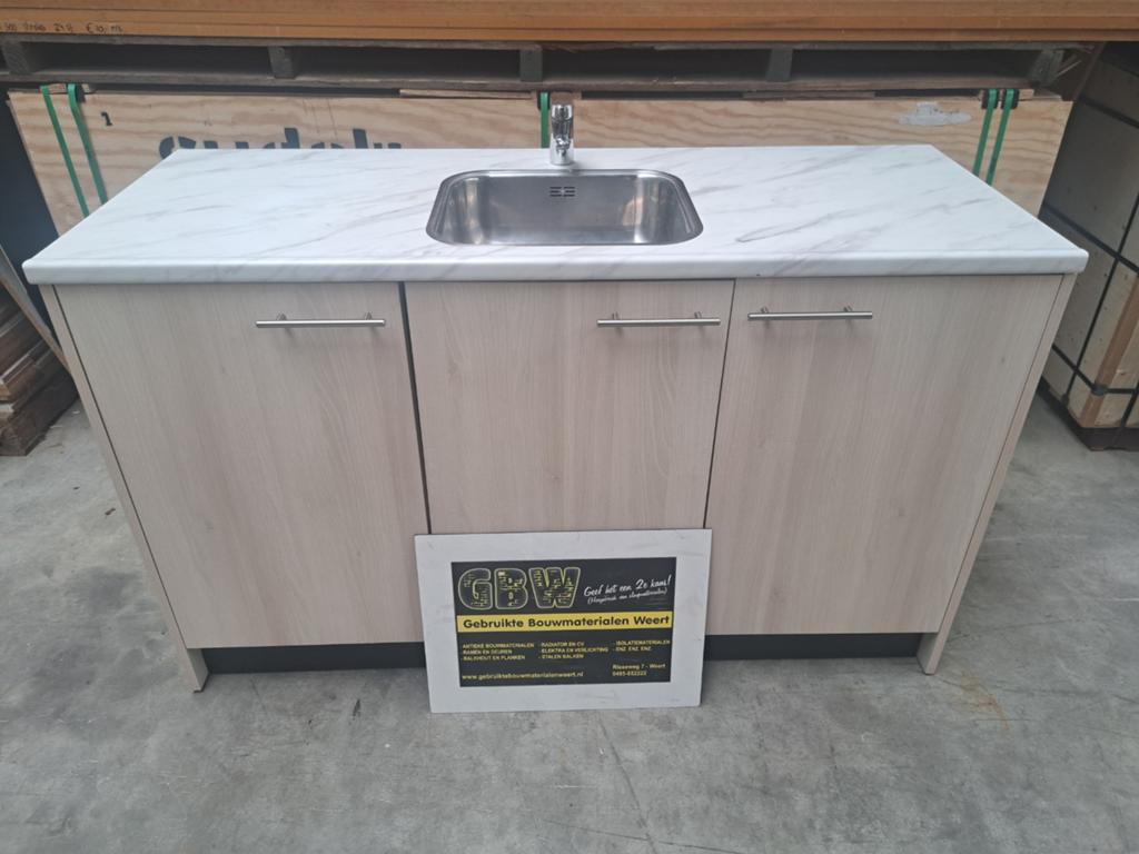 keukenblokje 60x155 cm, aanrechtblad, spoelbak, keuken, Huis en Inrichting, Keuken | Keukenelementen, Ophalen, Gebruikt, Overige kleuren
