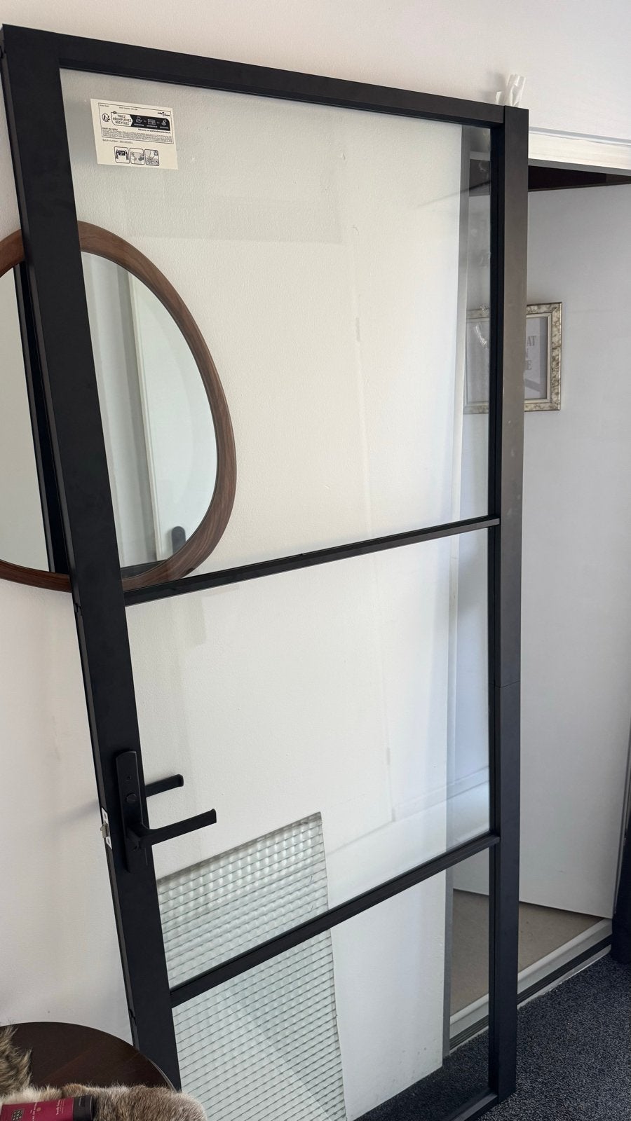 Moderne zwarte binnendeur met glas, Ophalen, 80 tot 100 cm, Binnendeur, 200 tot 215 cm