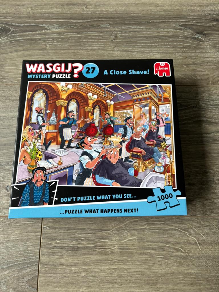 Wasgij puzzel nr 27 a close shave, Ophalen of Verzenden, 500 t/m 1500 stukjes, Zo goed als nieuw, Legpuzzel