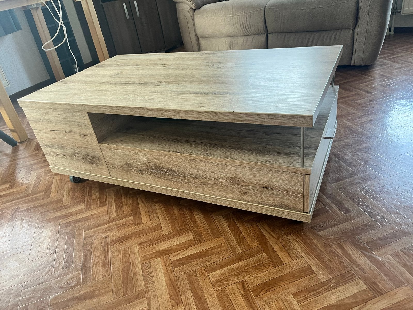 Salontafel met opberglade - Modern en praktisch, Ophalen, Gebruikt, 100 tot 150 cm, 50 tot 100 cm