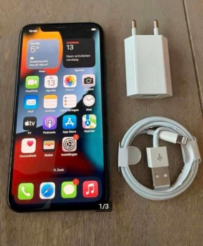  Apple iPhone X - Zwart - 64GB batterij conditie 86%, Telecommunicatie, Mobiele telefoons | Apple iPhone, 86 %, Zwart, Zo goed als nieuw