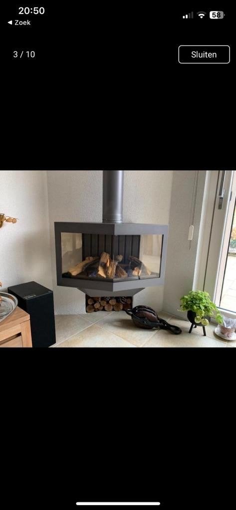 Moderne Gashaard met Afstandsbediening, Ophalen, Zo goed als nieuw, Hangende haard, Gashaard