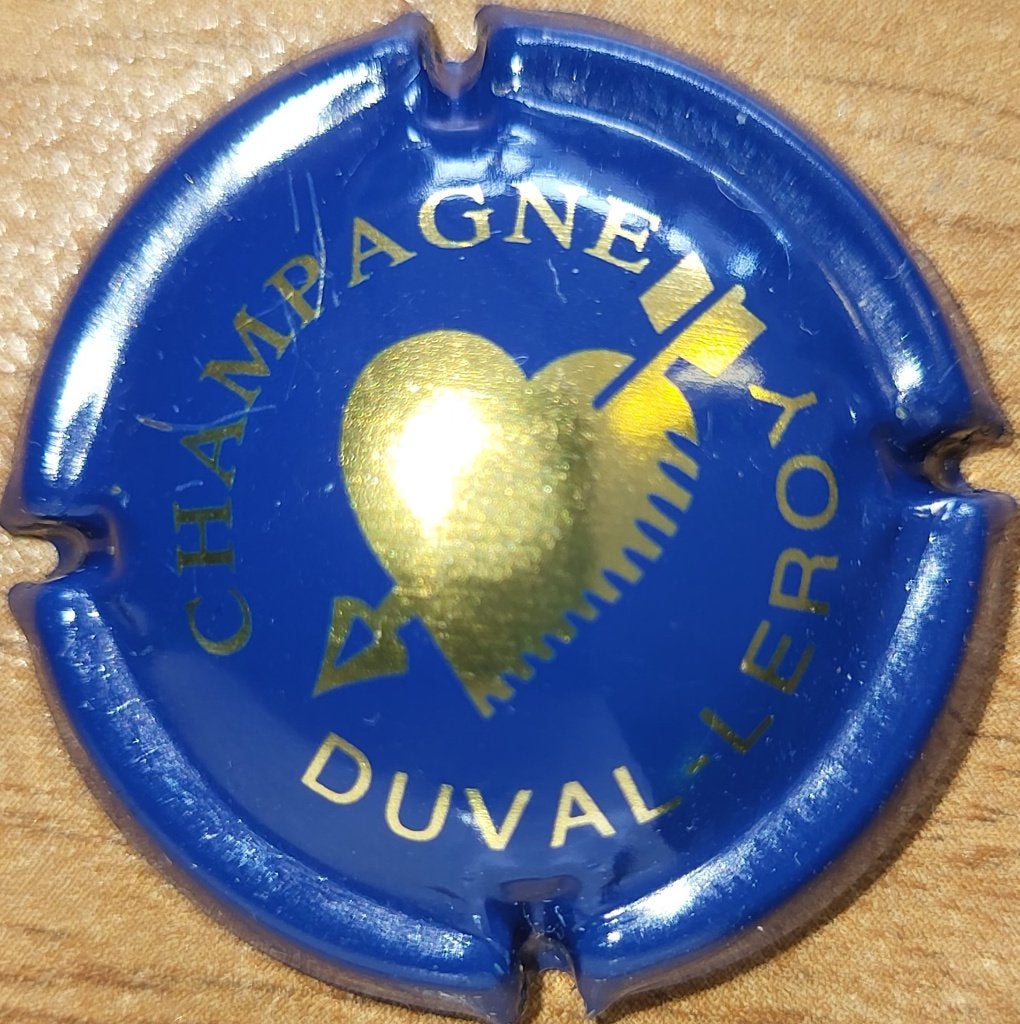 Champagnecapsule DUVAL-LEROY hart + strepen blauw&goud nr 28, Ophalen of Verzenden, Nieuw, Frankrijk, Champagne