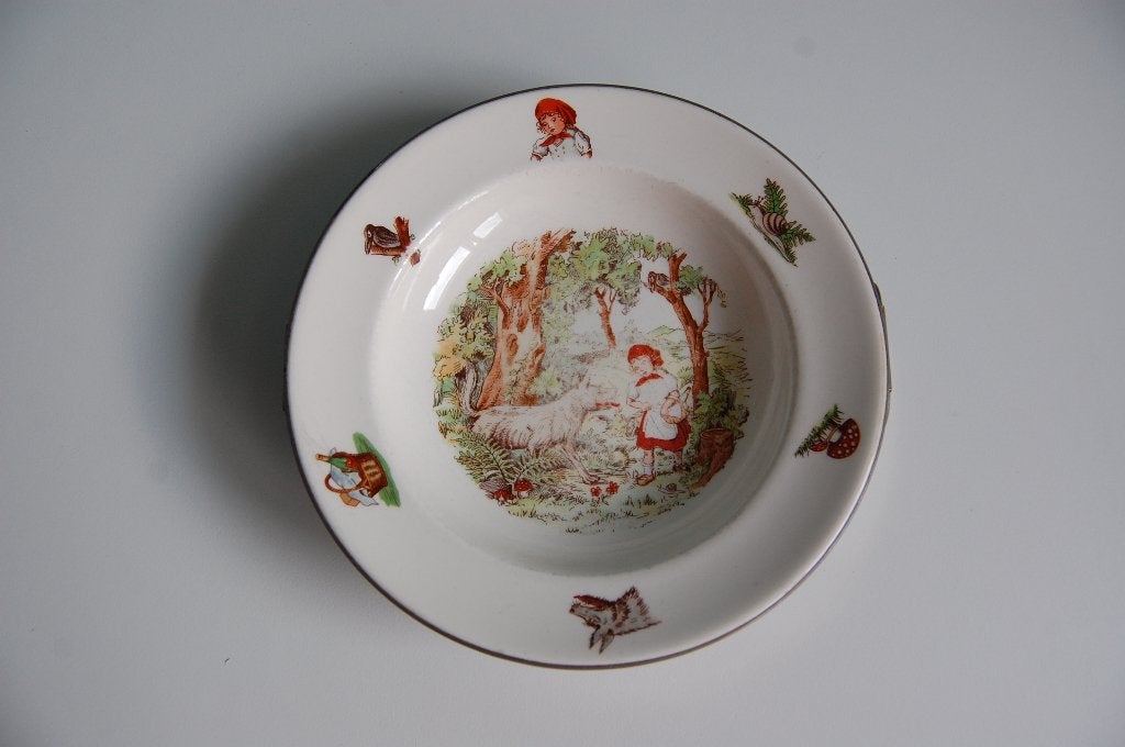 Vintage warmhoudbordje Roodkapje te koop, Ophalen of Verzenden