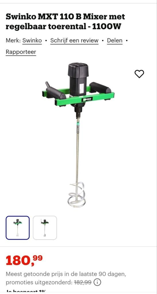 Swinko MXT 110 B Mixer - 1100W, Ophalen, Zo goed als nieuw