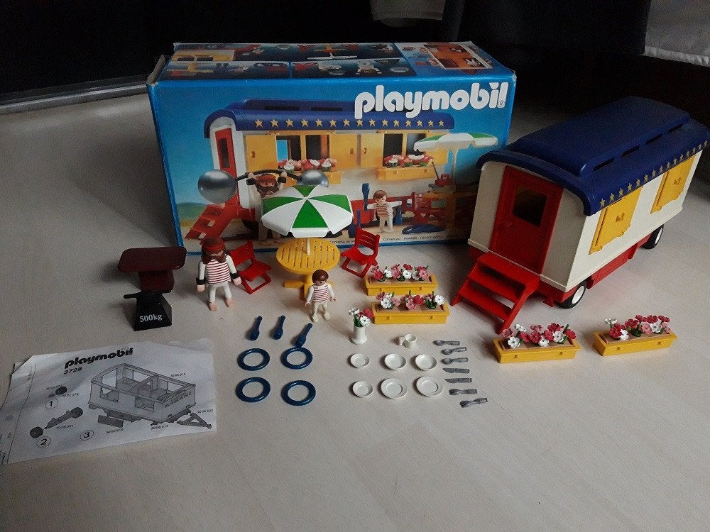 Playmobil Circus Romani Woonwagen 3728 met doos, Voertuig, Ophalen of Verzenden, Zo goed als nieuw, Overige series