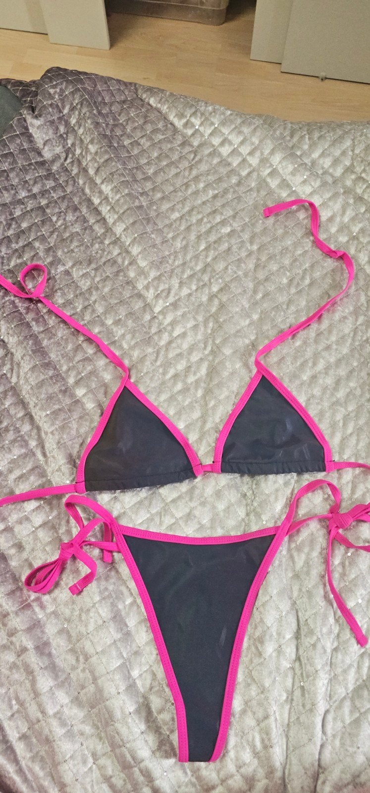 bikini met roze details - Maat L, Ophalen of Verzenden, Roze, Bikini, Onbekend
