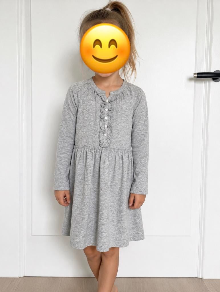 Ralph Lauren Jurk Meisje Maat 6X - Grijs met Ruches, Kinderen en Baby's, Kinderkleding | Maat 116, Ophalen of Verzenden, Zo goed als nieuw