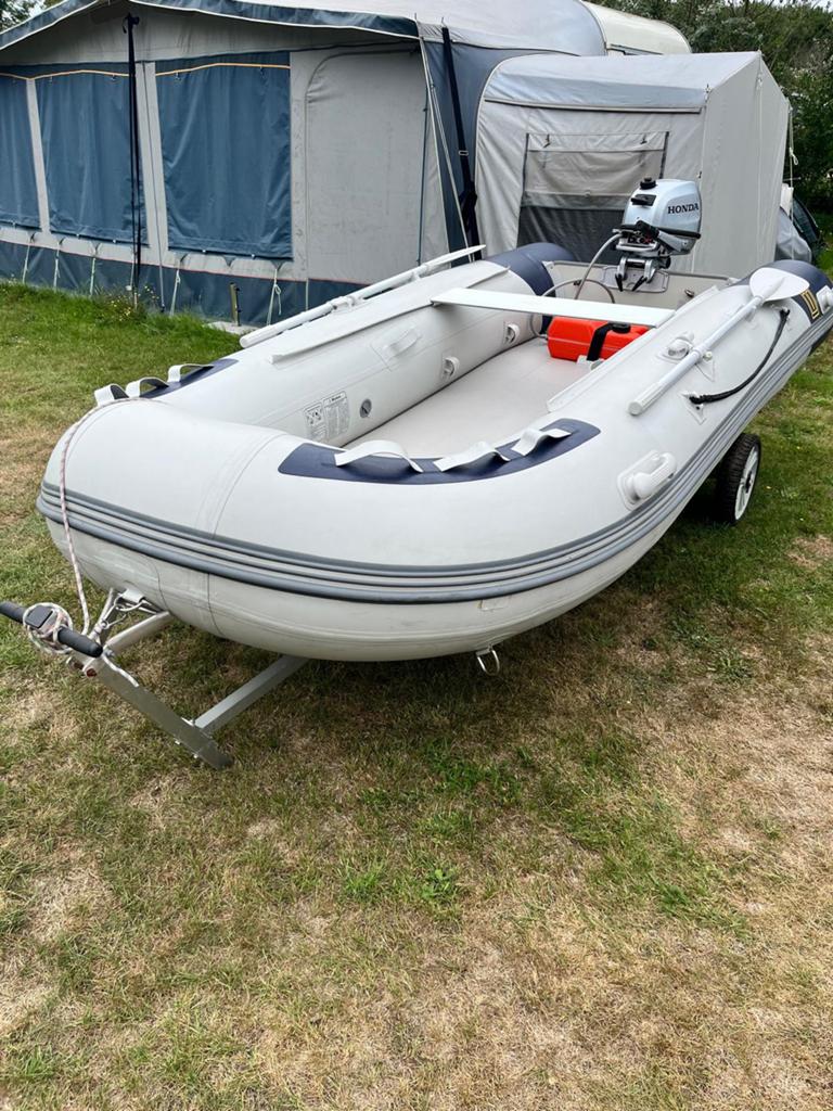 In goede staat; Rubberboot Vetus VB 330, Watersport en Boten, Rubberboten, Airdeck, 6 pk, Zo goed als nieuw, Inclusief motor