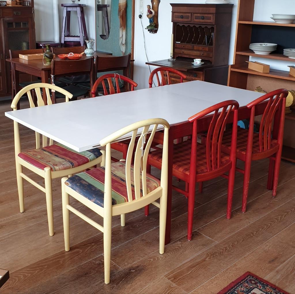 Pastoe Ekström Eetkamerset 6 stoelen uitschuifbare tafel, Ophalen of Verzenden, Gebruikt, Vintage design, skantik, mcm, Mid-Century