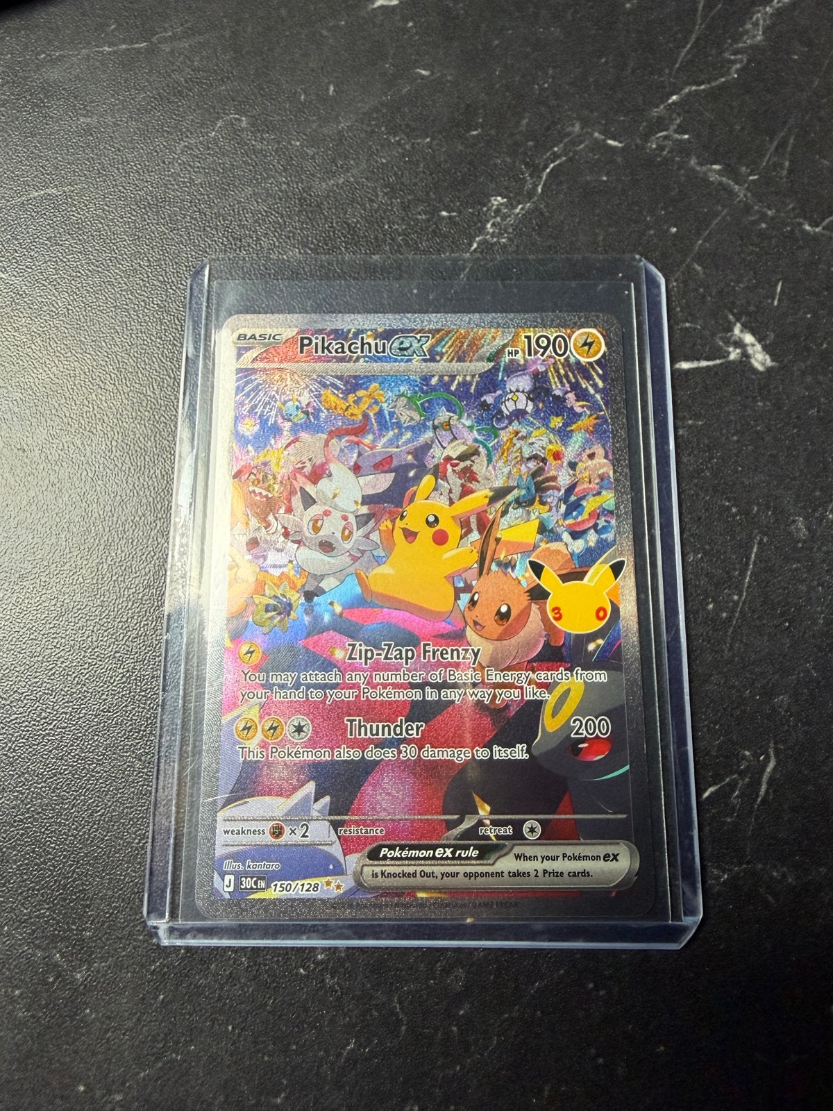 Pikachu EX 150/128 SIR 30th Celebration Pokémon Kaart, Ophalen of Verzenden, Zo goed als nieuw, Losse kaart, Foil