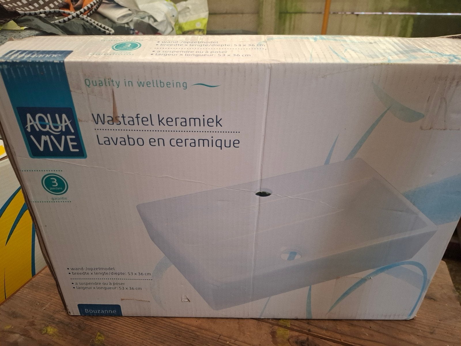 AquaVive waskom Bouzanne 53x36x12cm keramiek, Ophalen, Nieuw, Wastafel