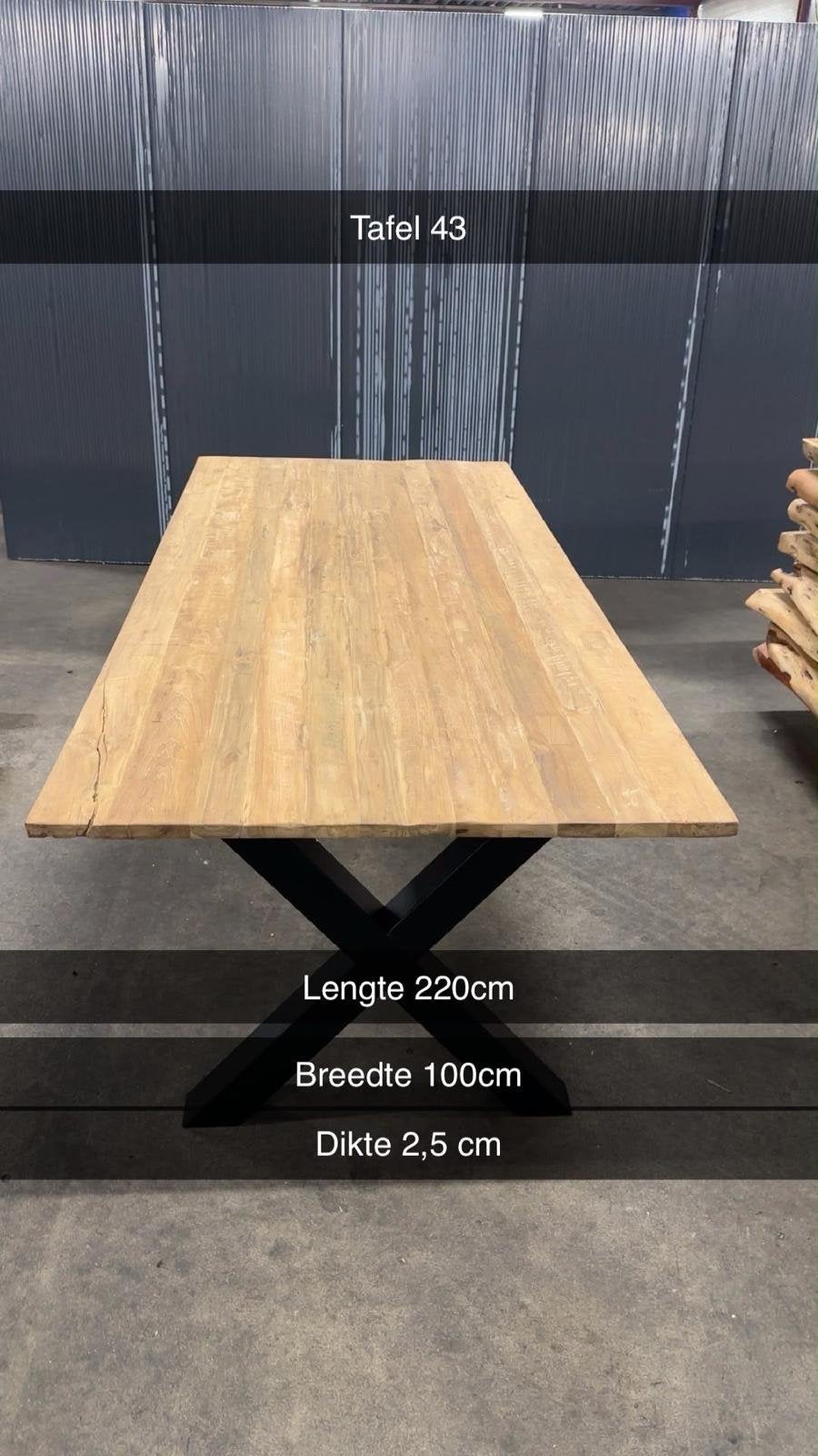 Eettafels met nieuwe poten lengte 210-220cm, 200 cm of meer, Zo goed als nieuw, Rechthoekig, 50 tot 100 cm