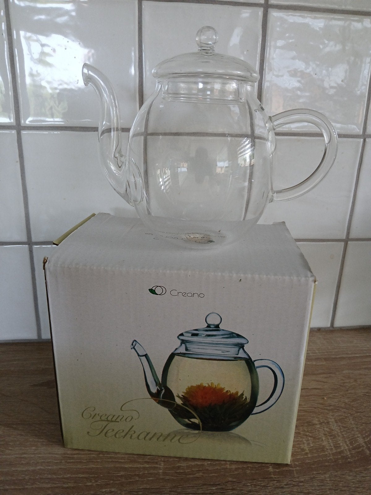 Creano glazen theepot  NIEUW in doos, Overige typen, Nieuw, Ophalen of Verzenden, Glas
