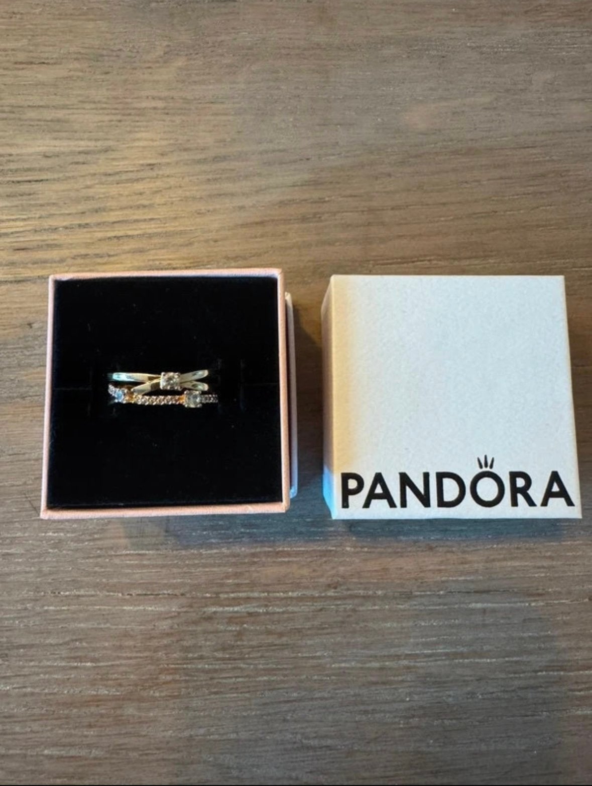 Pandora rosé gouden ring, Overige materialen, Verzenden, Zo goed als nieuw, 17 tot 18