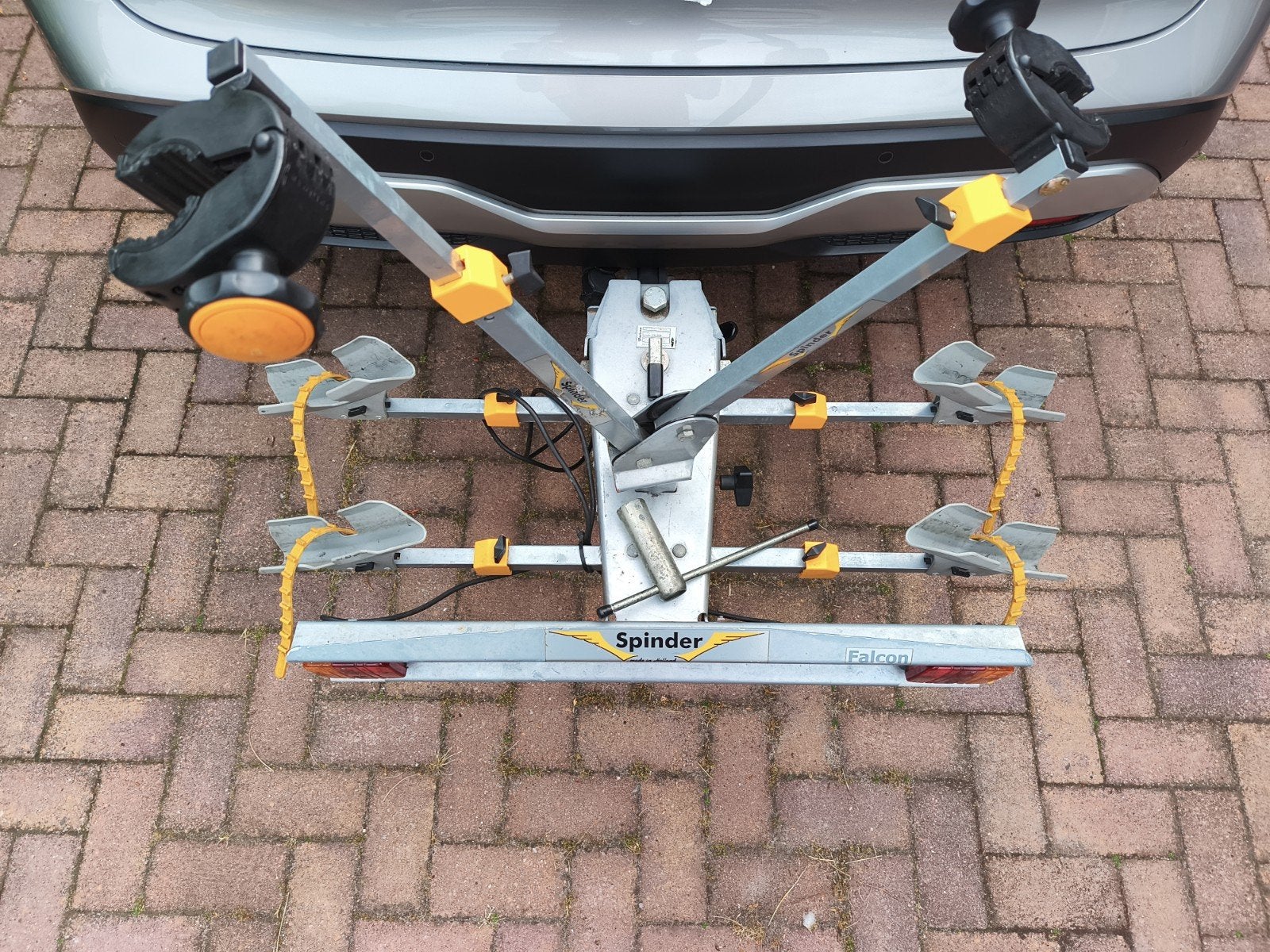 Spinder Falcon fietsendrager voor 2 fietsen kantelbaar, Ophalen, Gebruikt, Trekhaakdrager